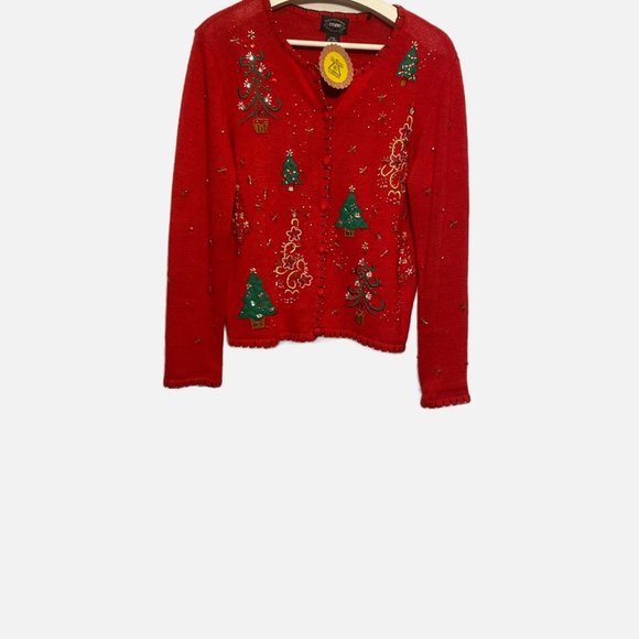 Vintage Designers Studio Originals Red Embellished Christmas Sweater - P… - Picture 4 of 16